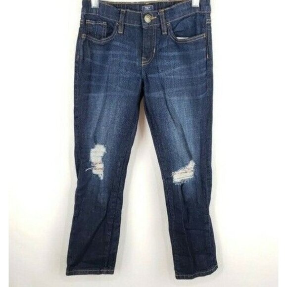 Gap Kids Girl's Destroyed w/ flower fabric backing Boyfriend Jeans 10 - Picture 1 of 8
